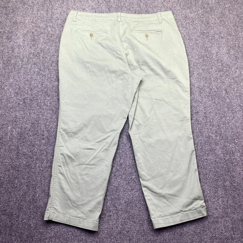Lands End Womens 18P Sage Green Chino Pants Cotton Stretch Petite 10332